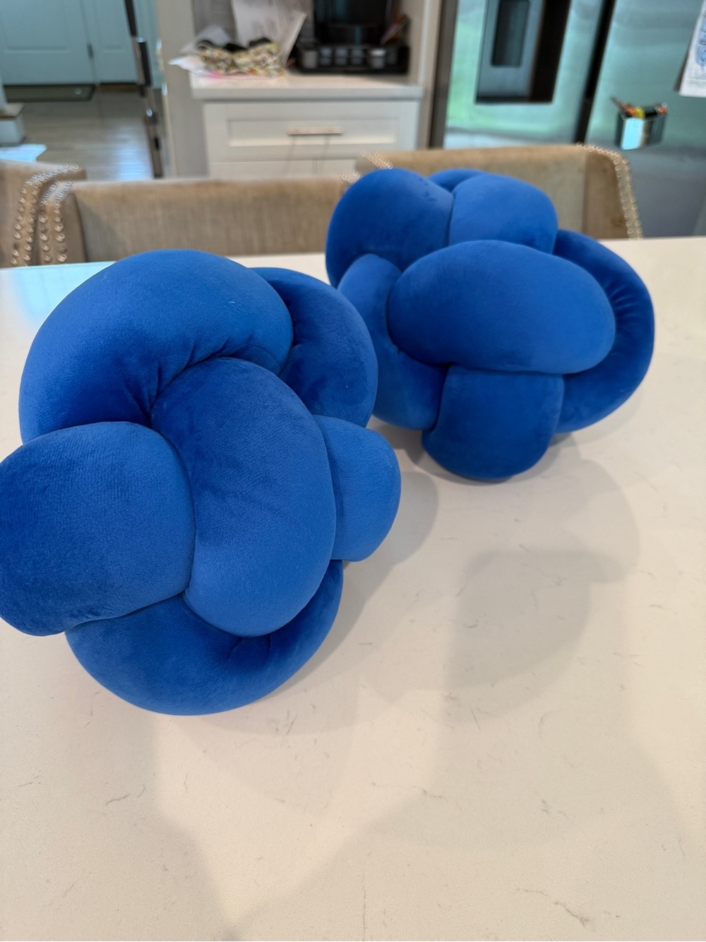 Room Essentials Blue Velvet Knot Toss Pillow set of 2 NWT